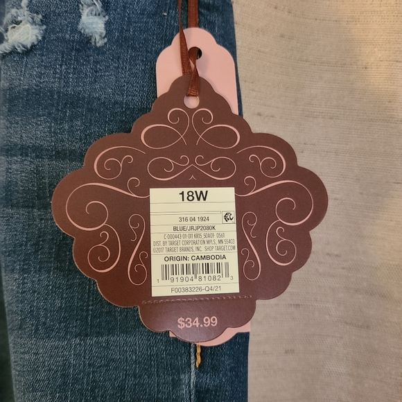 Knox Rose Plus Size High RiseDistressed Bootcut Jeans Dark Wash 18W - NWT - Picture 4 of 10